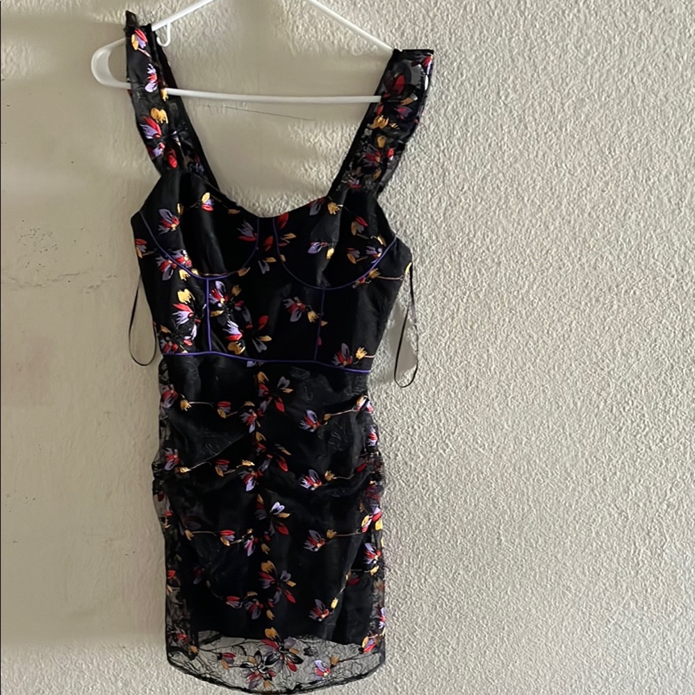 Floral Black Mini Dress
